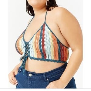 Crocheted knitted bikini top